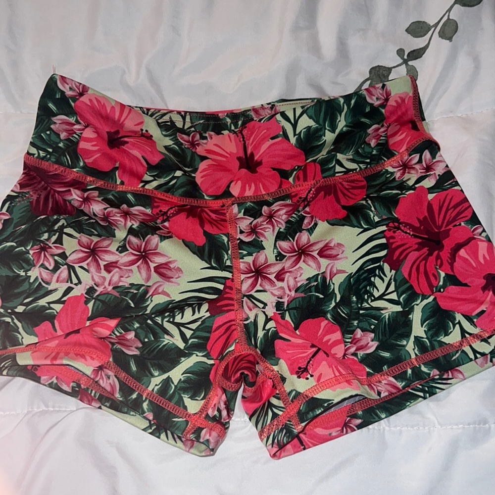 Tropical Floral Athletic Workout Mini Short | Size XS | Size 4P